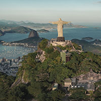 Brazil landscape with Christ the Redeemer Statue